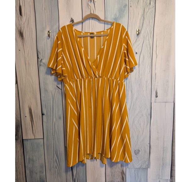 Women's SHEIN plus size midi mustard yellow striped sundress size 2X - Picture 1 of 2